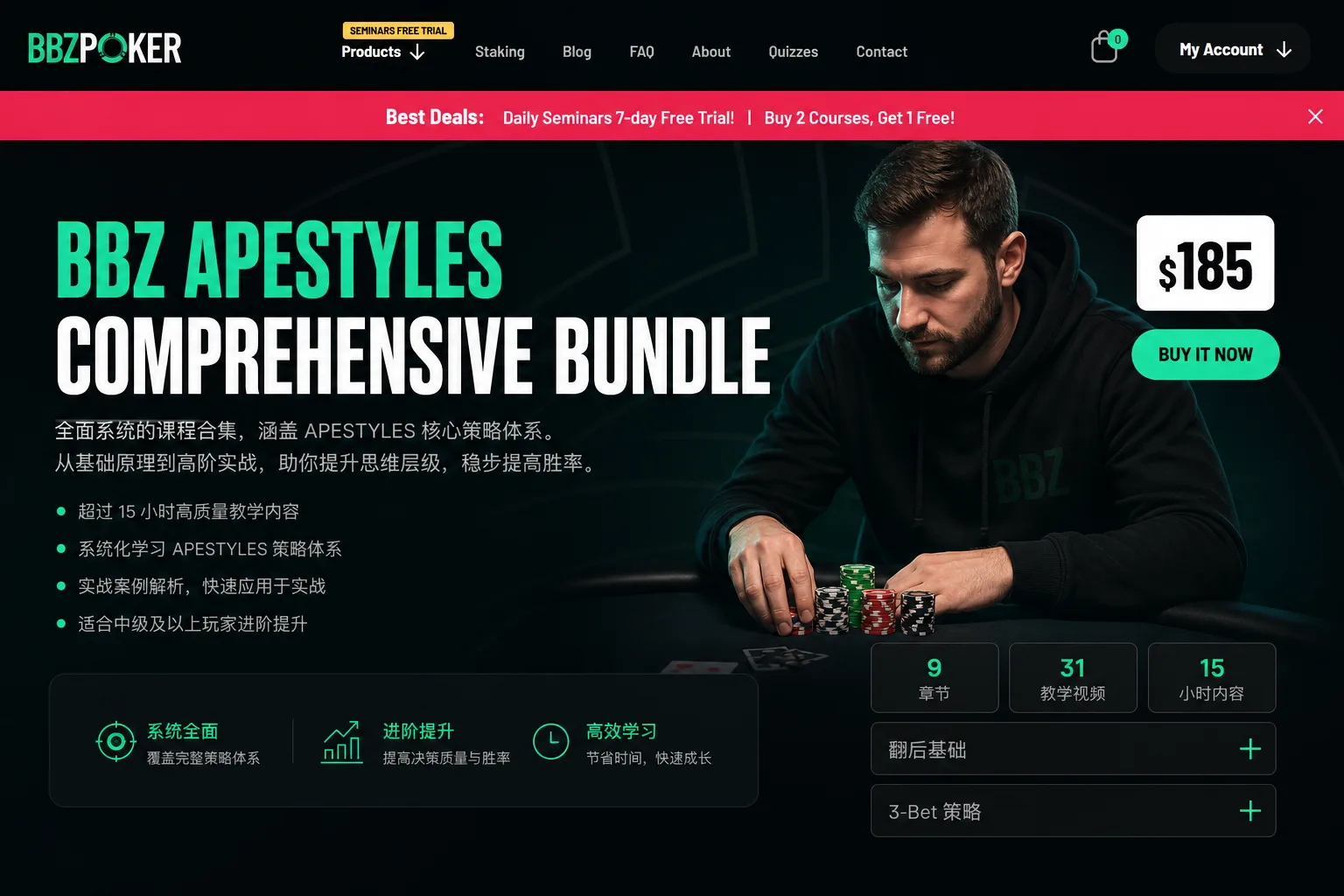 BBZ Poker apestyles 综合课程包:MTT翻后打法与心理博弈