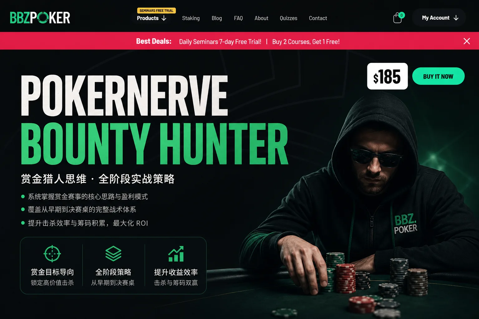 Pokernerve BOUNTY HUNTER: Progressive Knockout Tournament Poker Course