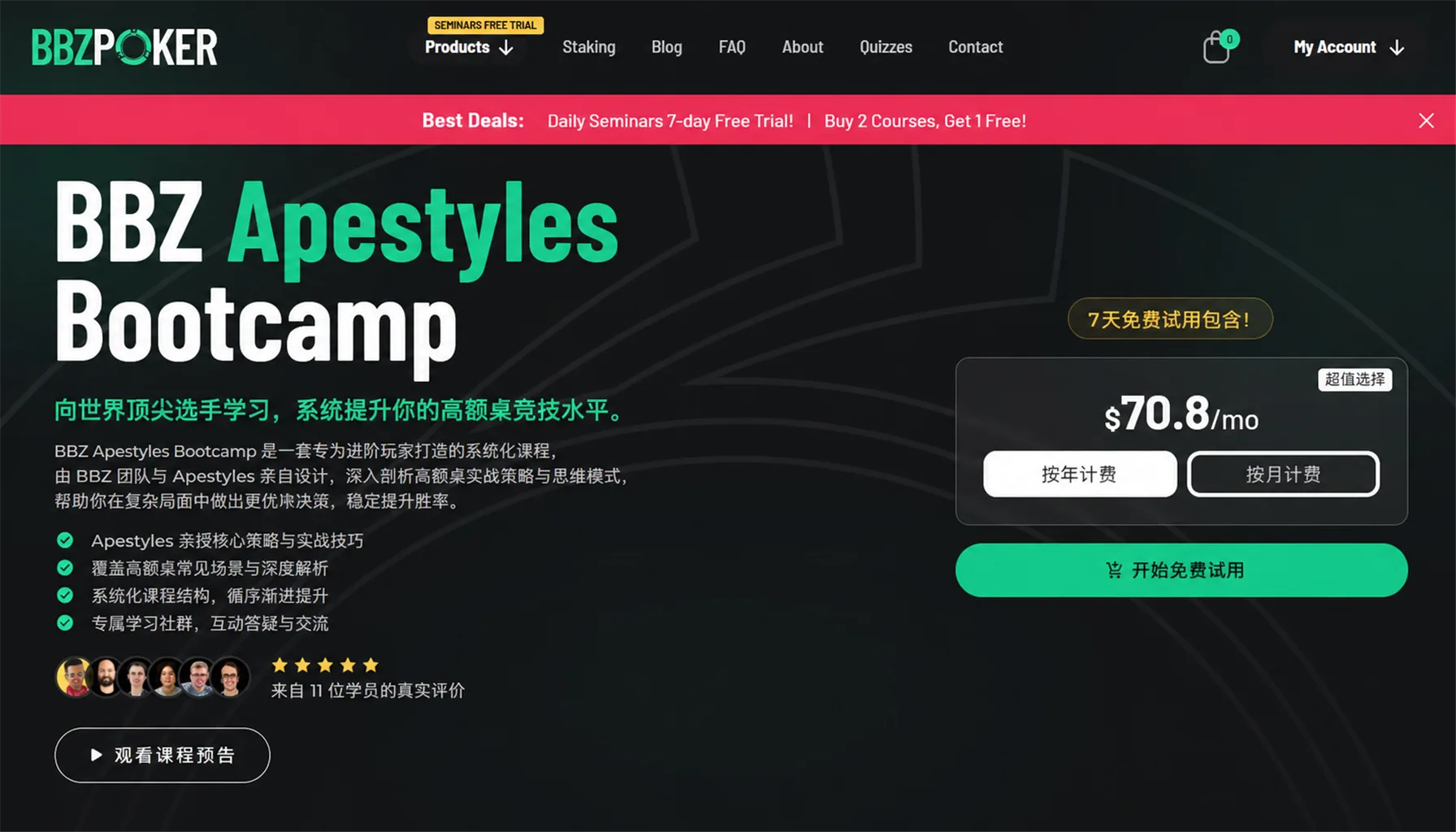 BBZ Poker Apestyles Bootcamp —— 四日MTT全街道集训营
